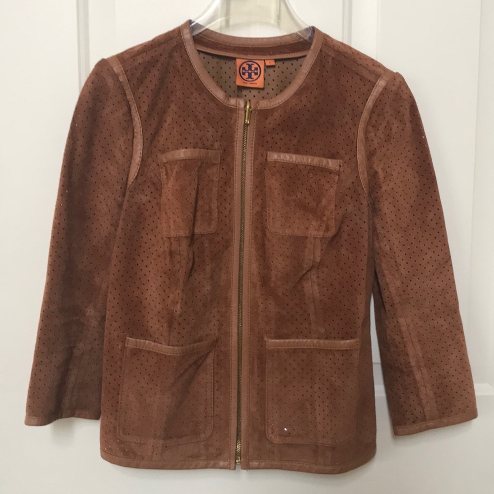 Tory Burch Zip Up Suede Jacket